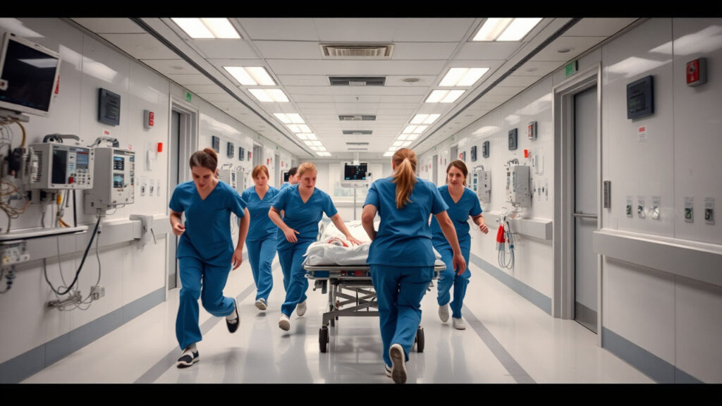 Hospital - Nurses race a patient to the Operating Room.